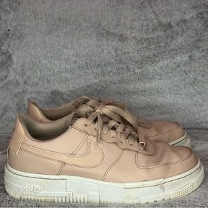 Nike Air Force 1 One Pixel Low Particle Light Pink Platform Sneakers- Sz 8.5
